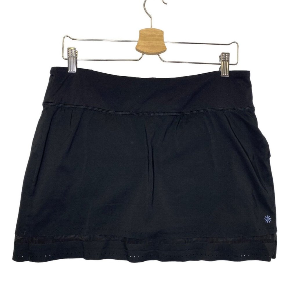 Athleta Laser Run Skort Medium Black Shorts Skirt Black Tennis Golf Pickle‎ Ball